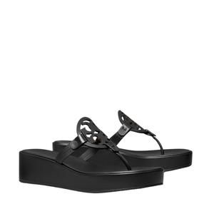 NEW TORY BURCH women miller 25mm wedge sandals in black